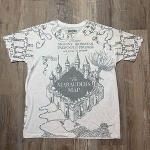 White Harry Potter Marauder's Map Graphic T-Shirt aop men’s L